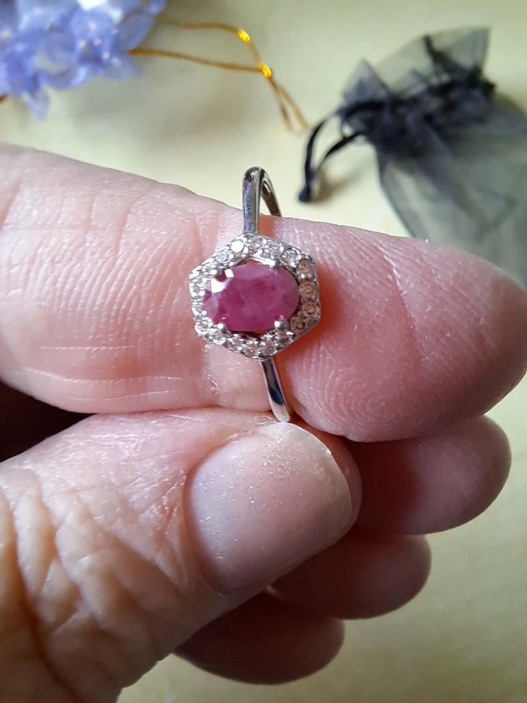 Echt zilver met robijn ring verstelbaar, Ophalen of Verzenden, Zilver, Zilver, Dame