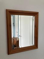 grenen spiegel met facetrand, Ophalen, Zo goed als nieuw, Minder dan 100 cm, Rechthoekig