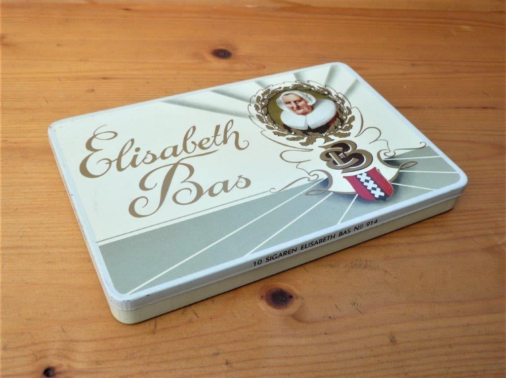 blik - leeg. Elisabeth bas eminent 914 10 sigaren. Boxtel., Ophalen of Verzenden, Gebruikt, Tabaksdoos of Verpakking