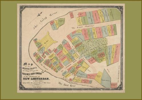 Grote landkaart van New Amsterdam (New York) uit 17e eeuw, Boeken, Atlassen en Landkaarten, Zo goed als nieuw, Landkaart, Wereld