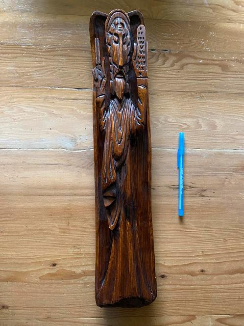 Groot houtsnijwerk Mozes presenteert de 10 geboden, Antiek en Kunst, Kunst | Beelden en Houtsnijwerken, Ophalen of Verzenden