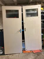 Twee jaren 50 binnen deuren met venster glas links en rechts, Doe-het-zelf en Verbouw, Deuren en Horren, Ophalen, Gebruikt, Minder dan 80 cm