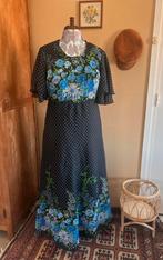 Vintage Bloemenjurm met Polkadot 40/42, Kleding | Dames, Gelegenheidskleding, Vintage, Ophalen of Verzenden, Blauw, Galajurk