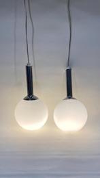 2x Vintage space age bol hanglampen, Ophalen of Verzenden, Glas
