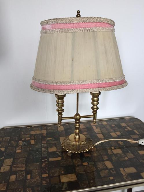 Klassieke tafellamp met dubbele staander en kap, Antiek en Kunst, Antiek | Lampen, Ophalen