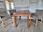 Mooie bar tafel met 3 fijne stoelen, Gebruikt, Inclusief barstoelen, Ophalen