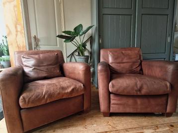 2 x  leren Linteloo Marconi fauteuil met extra rugkussentje beschikbaar voor biedingen