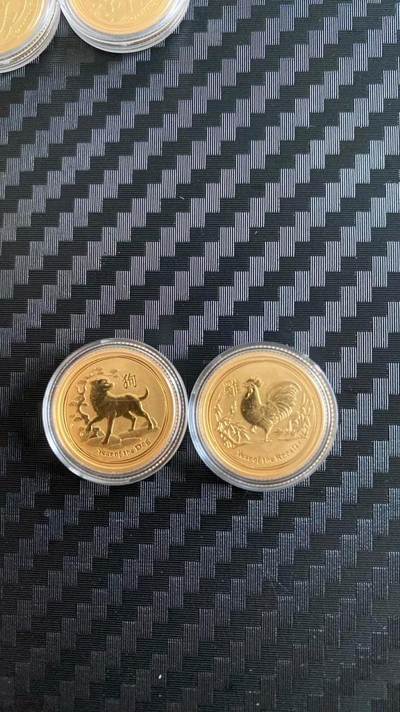 1/10 ounce goud Lunar 2 year of the Dog & Rooster, Postzegels en Munten, Edelmetalen en Baren, Goud, Ophalen of Verzenden