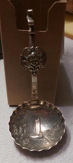 Antiek zilver roomlepel met cherubijn, boot, molen., Antiek en Kunst, Antiek | Goud en Zilver, Ophalen, Zilver