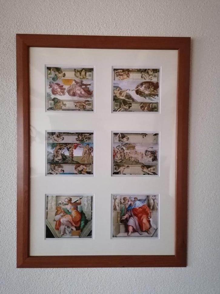 Michelangelo Sixtijnse Kapel Collage Ingelijst, Antiek en Kunst, Kunst | Schilderijen | Klassiek, Ophalen