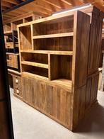 160 cm vakkenkast mango en zwart, wand meubel €995,-, Met deur(en), Slim meubelen, Nieuw, Ophalen of Verzenden