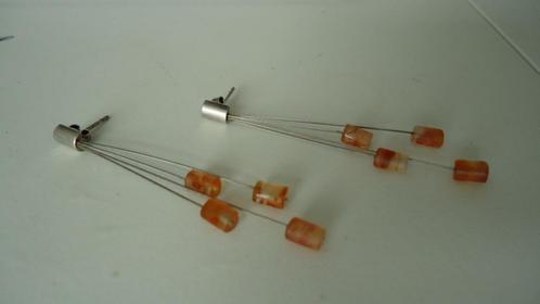 zilveren streep carneool stenen oorbellen gemerkt 925, Sieraden, Tassen en Uiterlijk, Oorbellen, Zo goed als nieuw, Hangers, Zilver