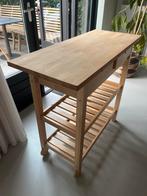 Houten Keukentrolley met Lades en Schappen, Huis en Inrichting, Ophalen, Minder dan 50 cm, Gebruikt, Overige kleuren