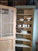 Hoge smalle ondiepe kast met antieke deur, landelijk groen, Ophalen of Verzenden