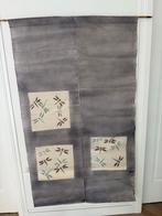 Erg mooi Japans Noren Gordijn met Libelle Print -taupe/Grijs, Antiek en Kunst, Ophalen of Verzenden