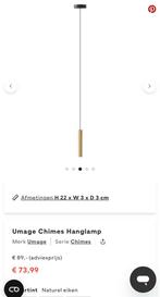 Eiken Umage Chimes hanglamp, Huis en Inrichting, Ophalen, Nieuw, Hout, 75 cm of meer