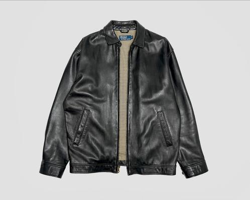 Ralph Lauren Leather Harrington (M), Kleding | Heren, Jassen | Zomer, Zo goed als nieuw, Maat 48/50 (M), Zwart, Ophalen of Verzenden