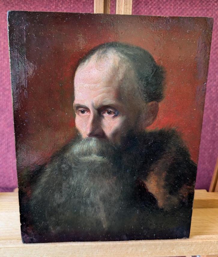 Oude man in bontjas | 19e eeuws | stijl 16e eeuws | Holbein, Antiek en Kunst, Kunst | Schilderijen | Klassiek, Verzenden