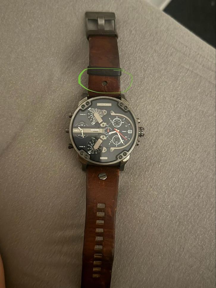 Diesel Herenhorloge  DZ7314, Sieraden, Tassen en Uiterlijk, Horloges | Heren, Gebruikt, Polshorloge, Overige merken, Staal, Leer