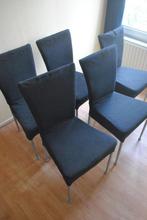 stoelen, 5 stuks, metaal, zwarte stof, Huis en Inrichting, Stoelen, Ophalen, Gebruikt, Zwart, Metaal