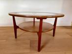 Ronde salontafel Schreiber met glas originele vintage staat, 50 tot 100 cm, Rond, Vintage, engels, Minder dan 50 cm