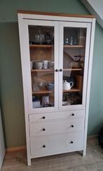 Ikea Hemnes vitrinekast wit met hout, Ophalen, Met deur(en), 50 tot 100 cm, Zo goed als nieuw