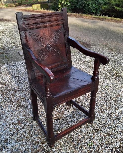 Engelse Wainscot chair, armstoel., Antiek en Kunst, Antiek | Meubels | Stoelen en Banken, Ophalen