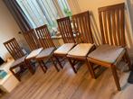 Teak houten stoelen (set van 6), Huis en Inrichting, Stoelen, Ophalen, Gebruikt, Bruin, Modern landelijk
