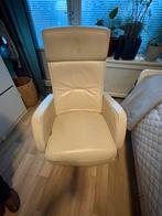 Relax fauteuil van leder creme kleur (Goossens), Huis en Inrichting, Fauteuils, Ophalen of Verzenden, Zo goed als nieuw, 75 tot 100 cm
