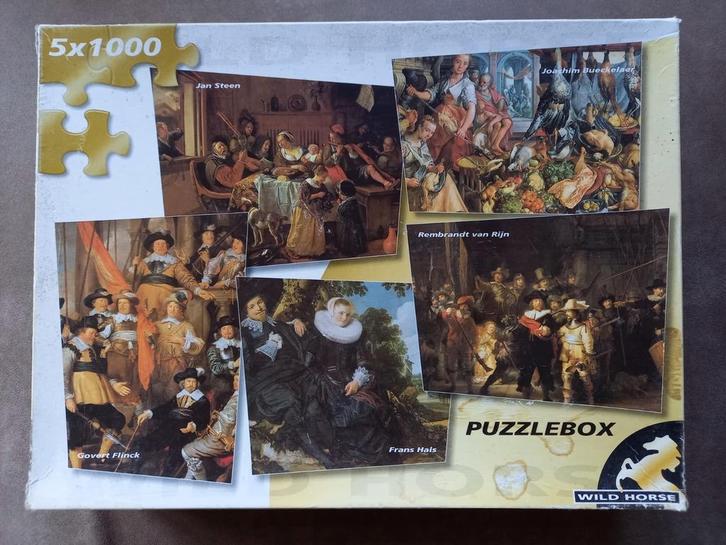 Puzzelbox - Beroemde schilders  - 5 x 1000 stukjes, Hobby en Vrije tijd, Denksport en Puzzels, Gebruikt, Ophalen of Verzenden