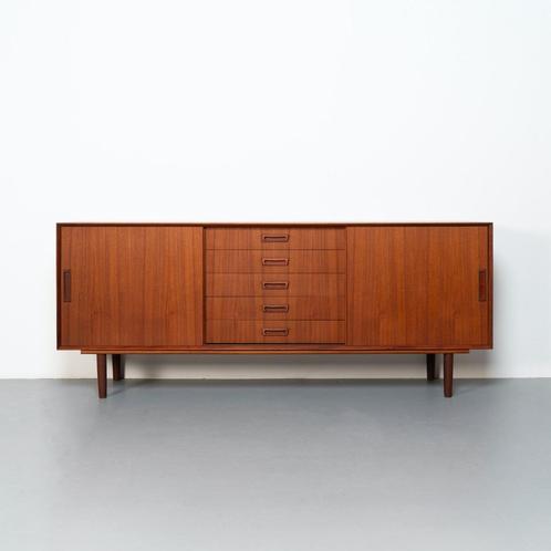 Vintage Deens Dressoir in teakhout, Huis en Inrichting, Kasten | Dressoirs, Gebruikt, 150 tot 200 cm, 25 tot 50 cm, Met lade(s)