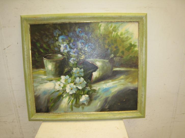 Mooi stilleven van H,Lennij, lijst 80x70, Antiek en Kunst, Kunst | Schilderijen | Abstract