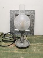 Tafellamp Tin met melkglas, Antiek en Kunst, Ophalen of Verzenden