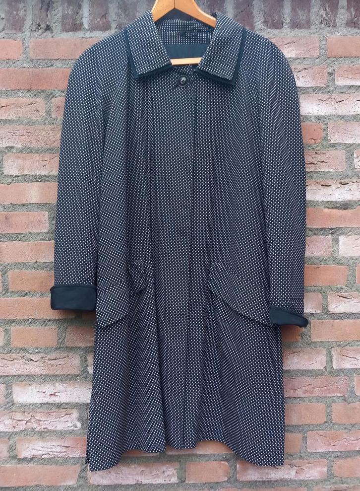 REAL VINTAGE Zwarte tranchcoat Hensel & Mortensen XL, Kleding | Dames, Jassen | Zomer, Zo goed als nieuw, Maat 46/48 (XL) of groter