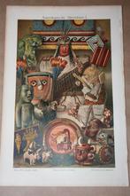 Antieke kleurenlitho - Amerikaanse oudheden - Ca 1900 !!, Antiek en Kunst, Ophalen of Verzenden