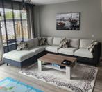 Hoekbank met hocker en extra setje hoes, Huis en Inrichting, Ophalen, Gebruikt, Hout