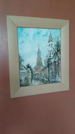 Stadsgezicht met Kerk en Gracht, Ophalen of Verzenden