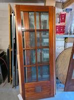 Maranti Houten Deur/panelen met Glas, 75 tot 150 cm, Gebruikt, Deurkozijn, Ophalen of Verzenden