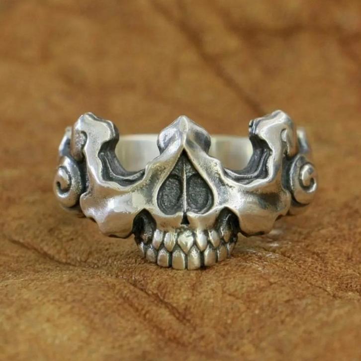 Skull ring - 925 Zilver, Sieraden, Tassen en Uiterlijk, Ringen, Nieuw, Dame of Heer, Zilver, Zilver, Verzenden