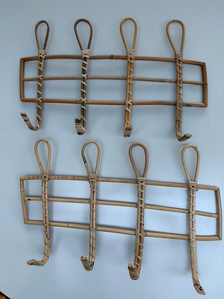 Twee rotan wand kapsokjes, Wandkapstok, Ophalen of Verzenden, Zo goed als nieuw, Minder dan 100 cm
