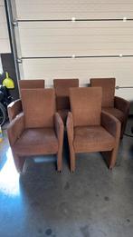Te koop: 5 verstelbare en verrijdbare eetkamerstoelen, Huis en Inrichting, Stoelen, Ophalen, Gebruikt, Bruin, Stof