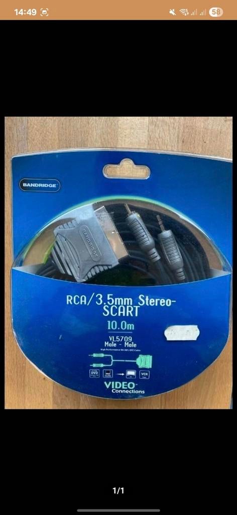Bandridge RCA/3.5mm Stereo-SCART Kabel - 10meter, Ophalen of Verzenden, Nieuw, 10 meter of meer, Scartkabel