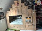 Steigerhout stapelbed vogel-trapgevel huisje, Kinderen en Baby's, Kinderkamer | Stapelbedden en Hoogslapers, Ophalen, Zo goed als nieuw
