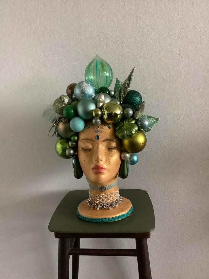 Groene Kerstdecoratie Hoofd, Diversen, Kerst, Zo goed als nieuw, Ophalen