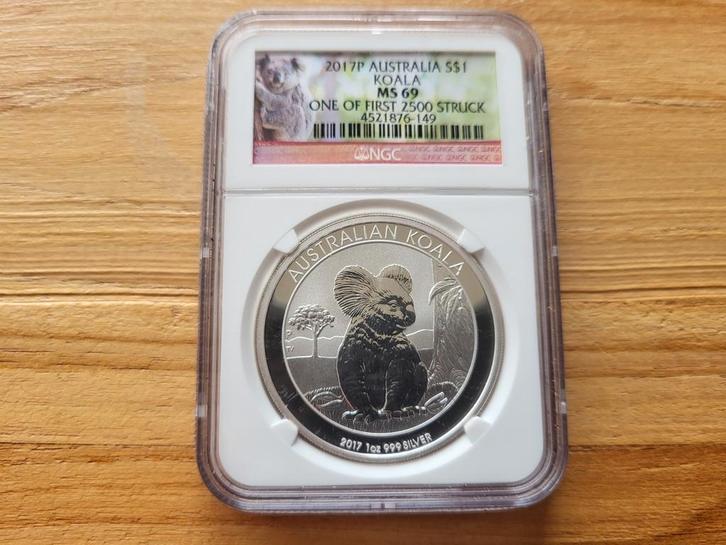 2017 Australië Koala $1 MS69  First strike NGC 2500 oplage, Postzegels en Munten, Munten | Oceanië, Zilver, Ophalen