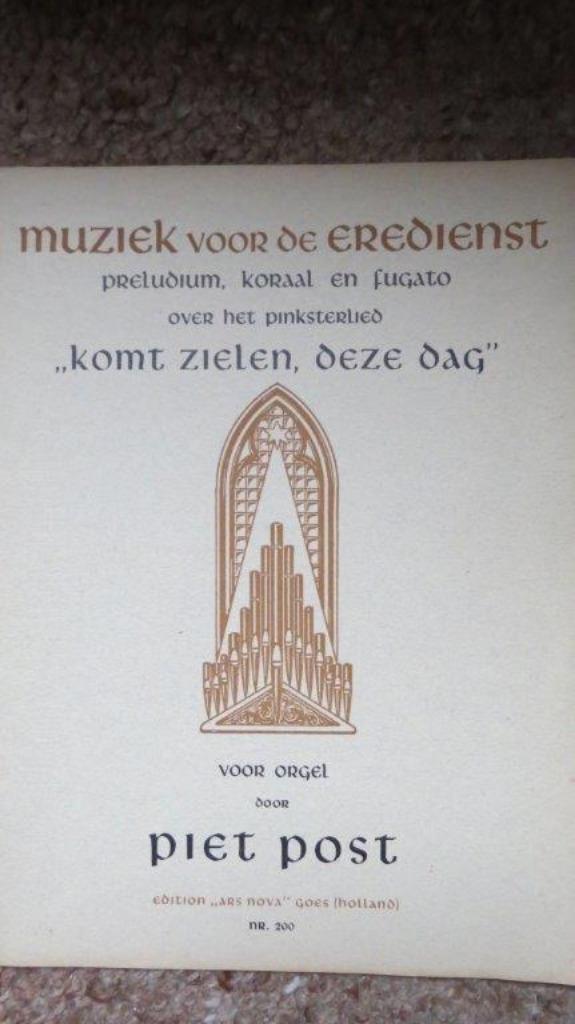 Bladmuziek orgel: Piet Post, Komt zielen deze dag Pinksteren, Muziek en Instrumenten, Bladmuziek, Gebruikt, Artiest of Componist