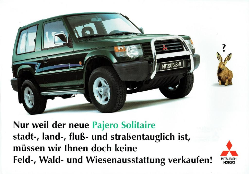Folder Mitsubishi Pajero Solitaire (Duitse uitgave - 1996), Boeken, Auto's | Folders en Tijdschriften, Gelezen, Mitsubishi, Verzenden
