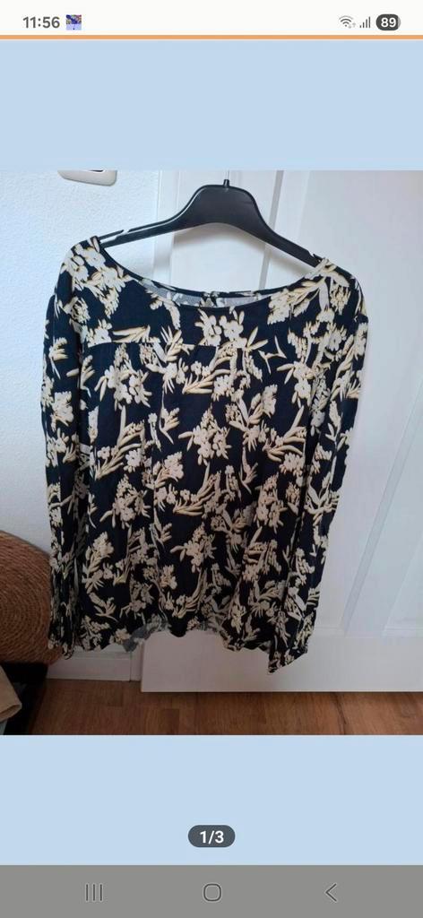 Fransa Blouse - Maat XXL - Marine, Kleding | Dames, Tops, Zo goed als nieuw, Maat 46/48 (XL) of groter, Blauw, Lange mouw, Verzenden