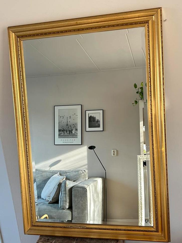 Prachtige grote vintage spiegel jaren 80 , goud, Huis en Inrichting, Woonaccessoires | Spiegels, Gebruikt, 75 tot 100 cm, 100 tot 150 cm