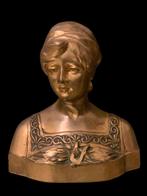 Bronzen Buste - Art Nouveau- Bruxelles-gesigneerd, Antiek en Kunst, Ophalen of Verzenden